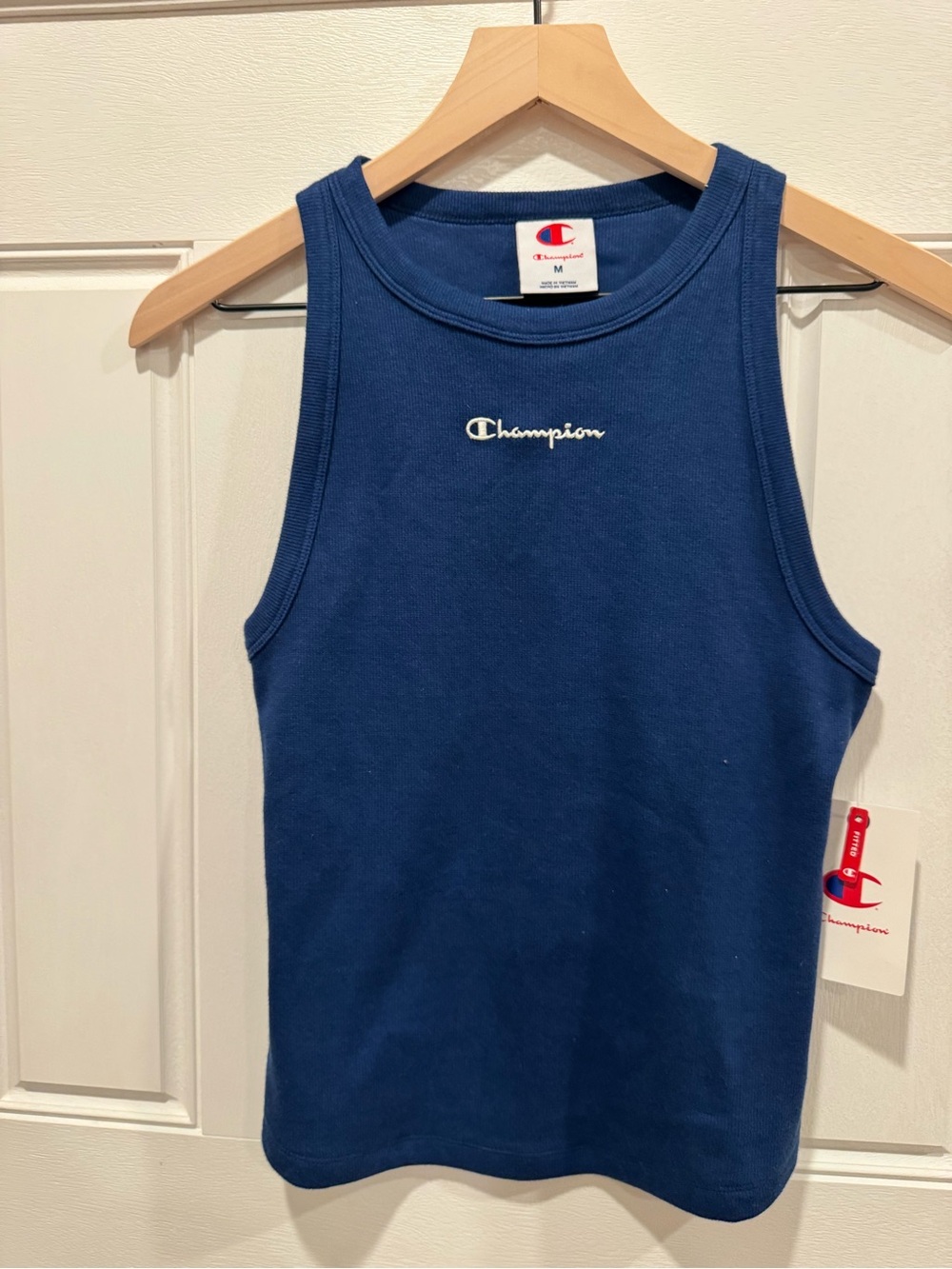 Champion Navy Ribbed Racer Tank with Center Logo - Picture 3 of 3
